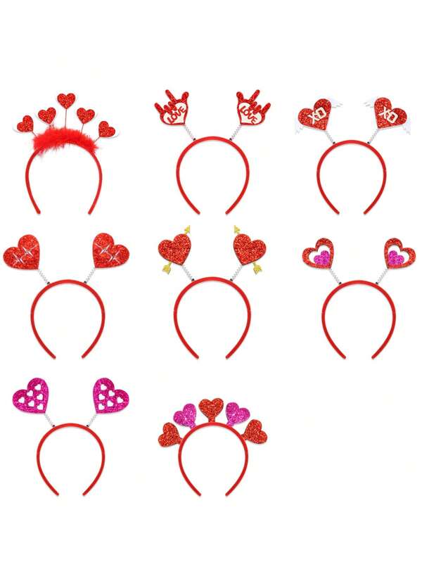 PETSIN 1 Stück zufallsfarben Haustier Haarband, Glitzer-Herz Valentinstag Deko, Kostümzubehör für Feiertage