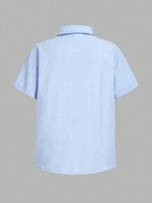 Ensemble chemise à col polo avec nœud papillon + short à bavette, style gentleman, tenue décontractée coordonnée pour l'école pour pré-adolescents - Blanc - Voir 3