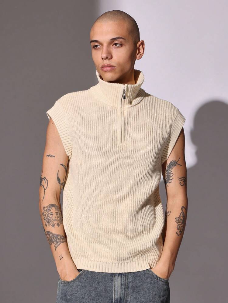 Premium Half-Zip Sleeveless Sweater Vest