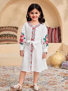 Váy chiffon rộng rãi thường ngày họa tiết hoa cho bé gái có tay bồng - Nhiều màu - Xem 5