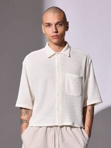 SUMWON 优质钩针纹理短袖 Polo 衫休闲夏季轻薄透气针织高尔夫网球运动海滩度假装领口上衣