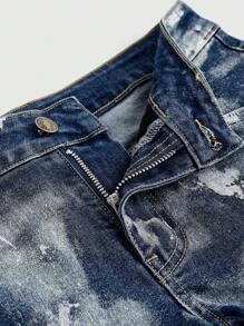 ROMWE Gal Style Distressed Vintage Silver Foil Drawstring Waist Mini Shorts