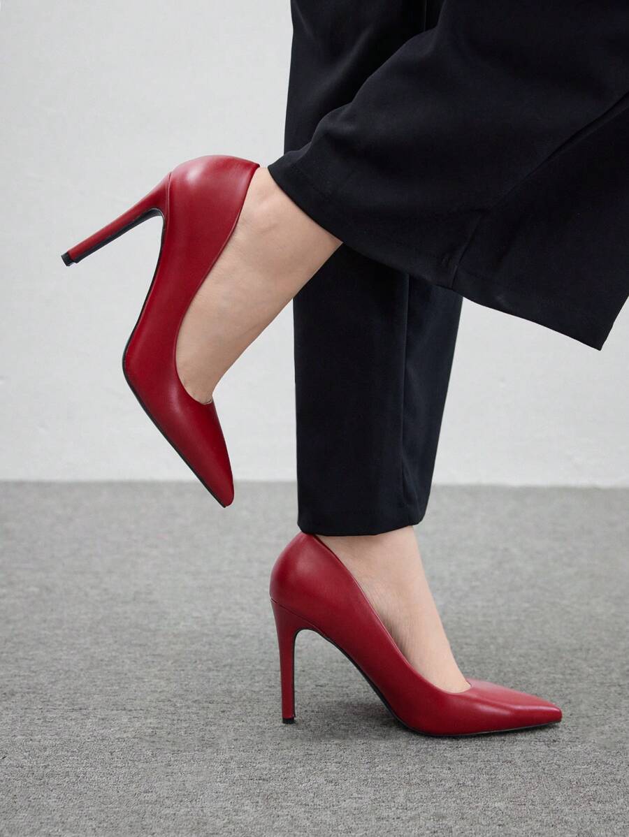 CUCCOO BIZCHIC Women's Fashion Commuter Versatile Minimalist High Heel Pumps Spring Shoes Spring Break Easter - Burgundy - View 1