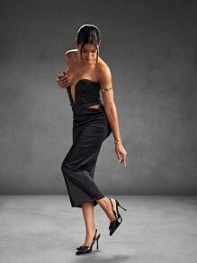 CUCCOO SZL 女士黑色高跟穆勒鞋蝴蝶装饰闭趾鞋