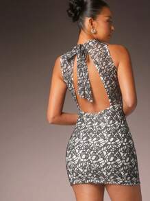 L'Amorae Valentine's Day Sexy Elegant Backless Mini Dress