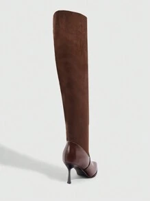 CUCCOO SZL 时尚秋冬细高跟过膝长靴，适合派对和性感风格情人节 - 棕色 - 查看 5