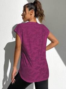 SHEIN Core Rhythm Solid Racer Back Sports Tank Top Workout Tank Top Gym Women Shirts - Hot Pink - View 2