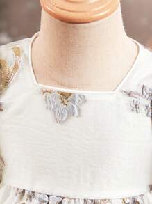 SHEIN Baby Girl Cute Floral Print Short Sleeve Dress, Summer