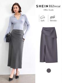 BizChic Gonna da ufficio grigia con spacco laterale, gonna blazer elegante per pendolari, feste di Natale, Capodanno, appuntamenti, primavera ed estate per le donne - Grigio - Visualizzare 1