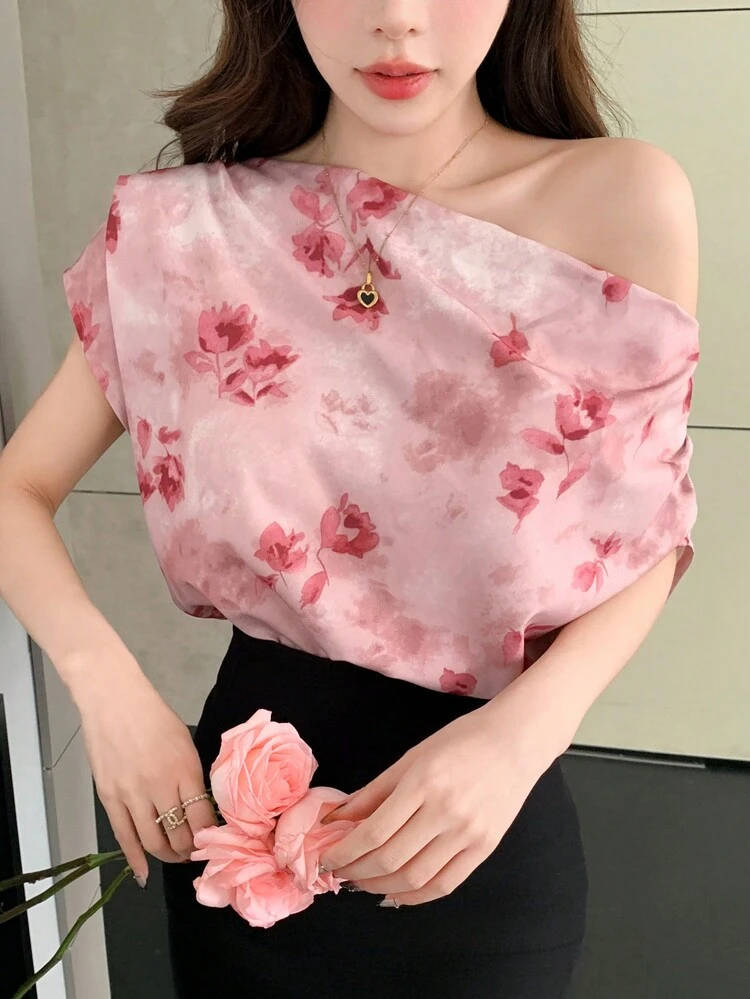 Spring/Summer New Botanical Print Design Women Shirt,Back To School Clothes Valentine's Day Floral