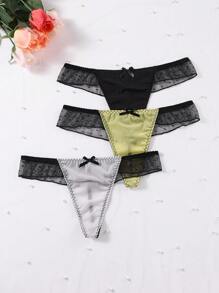 3pcs Women Low Waist Sexy Underwear - Multicolor - View 3