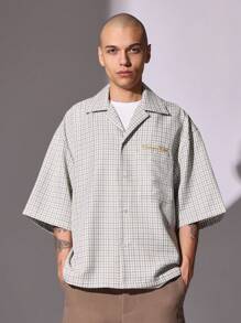 SUMWON Designer Summer Button Down Shirt Lightweight Vintage Check Plaid Casual Oversized Short Sleeve Business Leisure Classic Streetwear Urban Fashion