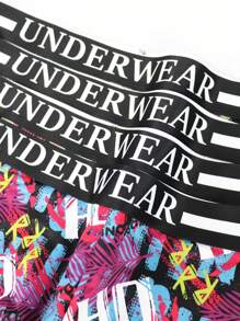 Set de 4 bóxers informales para hombre con tirantes con estampado de letras - Multicolor - Ver 5