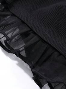 FRIFUL Women's Solid Color Mesh Patchwork Pocket Casual Simple Long Pants, Everyday Wear,Back To School Clothes - Black - View 6