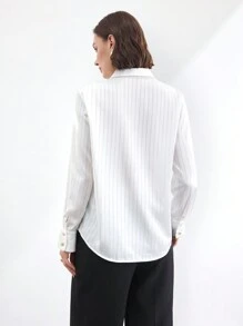 BizChic Women's Satin Long Sleeve Blouse, White, Suitable For Youth, Spring/Summer , Christmas, New Year, Holiday, Thanksgiving - White - View 5
