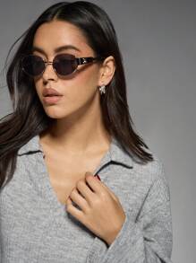 MISSGUIDED 罗纹领短款套头衫冬季毛衣针织V领长袖针织衫秋季休闲套头衫修身经典街头服饰 - 灰色 - 查看 4