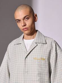 SUMWON Designer Summer Button Down Shirt Lightweight Vintage Check Plaid Casual Oversized Short Sleeve Business Leisure Classic Streetwear Urban Fashion