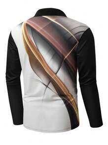 Manfinity Homme Polo a maniche lunghe casual da uomo autunnale con blocchi di colori - Multicolore - Visualizzare 2