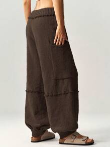 Bohemela High Waisted Loose Fit Drawstring Sweatpants For Women - Chocolate Brown - View 8