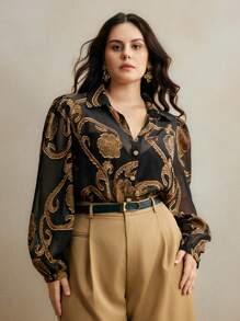 Anewsta 大码女式优雅现代透明花卉宽松衬衫上衣，非常适合情人节、暑假、新年