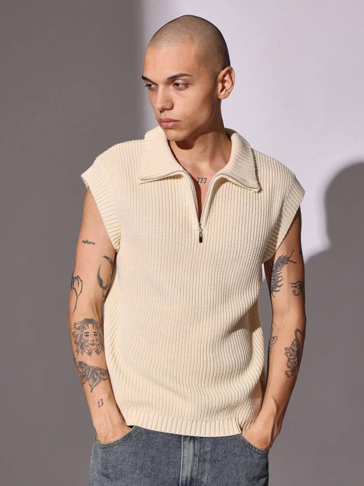 Premium Half-Zip Sleeveless Sweater Vest