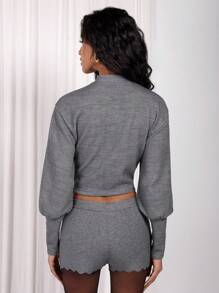 COSMINA Women's Regular Grey Knitted Cardigan