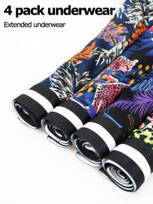 4pcs/Pack Men Tropical Print Boxer Briefs - Multicolor - View 4