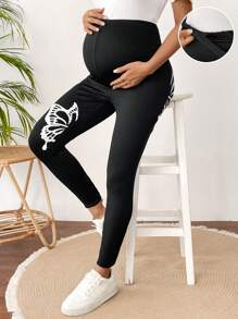 SHEIN Maternity Casual Wing Print High Waist Leggings