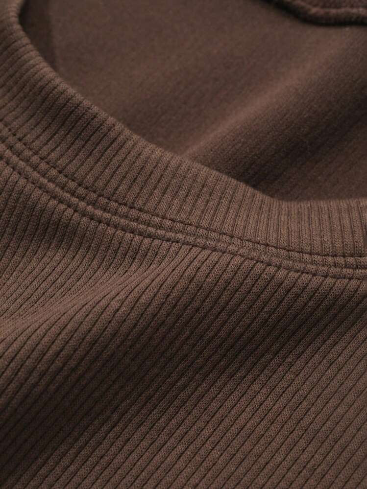 DAZY 2 pièces/Set Femmes Top à manches courtes col rond de couleur unie et pantalon long d'été - Kaki - Voir 8