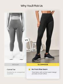 GLOWMODE Leggings taille haute de 24 pouces, avec contrôle du ventre sans couture, fesses sculptées, jambes avec coutures et dos en V. Convient pour l'entraînement à impact moyen, la course, la gym