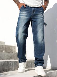 Manfinity Homme Men's Casual Pocket Jeans - Blue - View 6