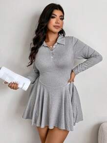Calvaya Set de 2 piezas: Vestido tipo polo de cuello alto sexy y elegante + Leggings para mujeres talla grande, estilo campus