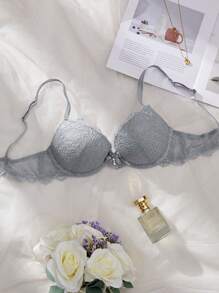 Snug Zone 1 Pc Women's Thick Lace Padded Underwire Bra Lingerie - Grey - View 6
