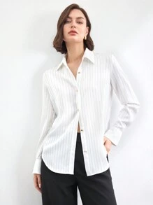 BizChic Women's Satin Long Sleeve Blouse, White, Suitable For Youth, Spring/Summer , Christmas, New Year, Holiday, Thanksgiving - White - View 10