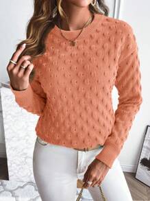 SHEIN LUNE Blusa casual de mujer de cuello redondo y manga larga, de uso diario - Rojo - Ver 5