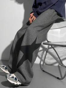 SHEIN TeenBoys 1pc Casual Sports Street Comfortable Versatile Super Cost-Effective Loose Fit Side Printed Star Pattern Casual Straight Loose Sweatpants Back To School Clothes; Fall Outfits; Teen Boy Clothes; Fall Jackets; Fall Outfits Autumn/Winter