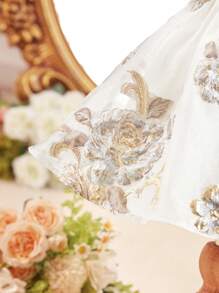 SHEIN Baby Girl Cute Floral Print Short Sleeve Dress, Summer