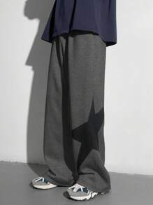 SHEIN TeenBoys 1pc Casual Sports Street Comfortable Versatile Super Cost-Effective Loose Fit Side Printed Star Pattern Casual Straight Loose Sweatpants Back To School Clothes; Fall Outfits; Teen Boy Clothes; Fall Jackets; Fall Outfits Autumn/Winter
