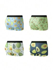 4 件装 牛油果印花青少年男孩三角裤 - 彩色 - 查看 2
