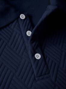 Manfinity Mode Men's Casual Solid Color Long Sleeve Polo Shirt, Suitable For Commuting In Autumn, For Fall