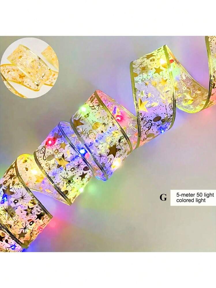 1 件 10/30/50/100 LED 丝带蝴蝶结仙女灯串，带电池盒的缎面铜线灯，适用于房间、卧室、衣柜、花园、婚礼、圣诞树、DIY 装饰、圣诞节 - 彩色 - 查看 13