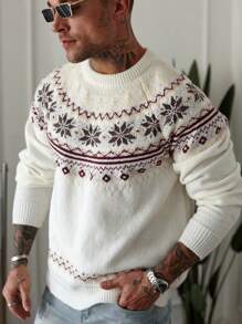 Manfinity Homme Áo chui đầu đơn giản, giản dị, cổ tròn, tay dài, họa tiết đồ họa cho nam - Nhiều màu - Xem 4