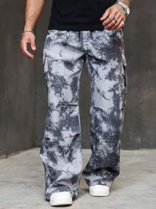 Manfinity LEGND Plus Size Men's Casual Straight Leg Tie Front Pocket Pants