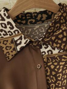 Lacomfia Koszula damska w kratę i patchwork w rozmiarze plus size, casualowa