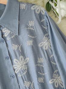 Lacomfia Blusa holgada y casual de mujer con parches y bordados