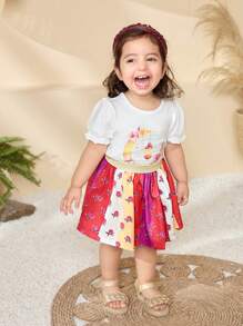 2pcs/Set Baby Girl Outfit - Multicolor - View 3