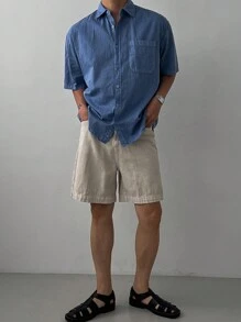 DAZY Men's Casual Khaki Solid Color Denim Shorts, Summer