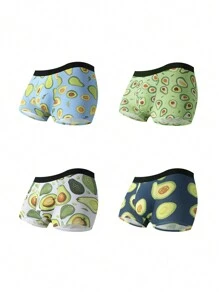 4 件装 牛油果印花青少年男孩三角裤 - 彩色 - 查看 3