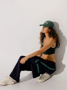 Aralina 拉绒羊毛海军蓝阔腿休闲服休闲裤 - 寶藍色 - 查看 6