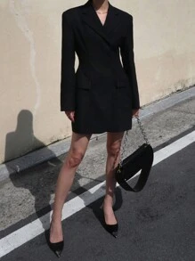 DAZY Slim Design Blazer Jacket For Women,Fall Clothes Women Coats - Black - View 7